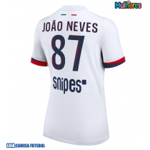 Camisa de Futebol Paris Saint-Germain Joao Neves #87 Equipamento Secundário Mulheres 2025-26 Manga Curta